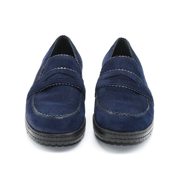 Stuart Weitzman Navy Blue Penny Loafers 8N - Picture 3 of 7